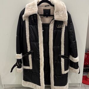 River Island Black and Cream Puffer Coat